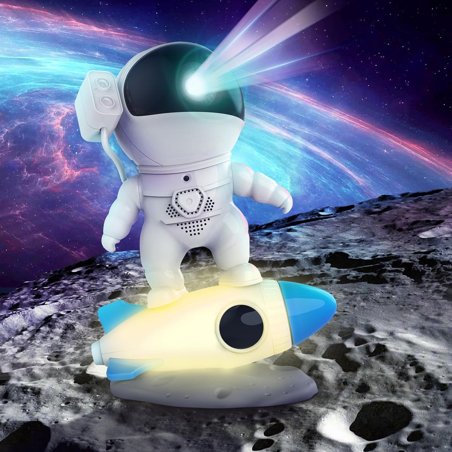 "Rocket Astronaut Galaxy Projector Night Light Lamp And 13 Film Pieces Sky Projector 360° Rotate Planetarium For Kids Bedroom