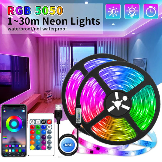 RGB 2835 LED Lights Strip Bluetooth Control USB White 5V Flexible Lamp Tape Diode Festival Fita Bedroom Tira Luces TV Desk