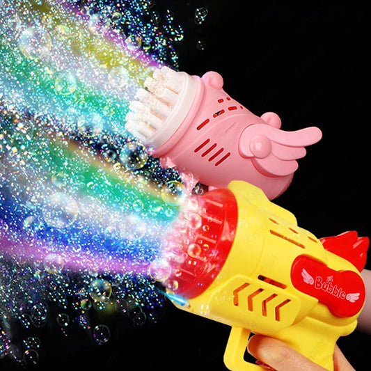 Electric Bubble Gun for Kids - Automatic Soap Bubble Machine with LED Lights, Rocket Design for Outdoor Fun, Weddings, and Birthday Parties