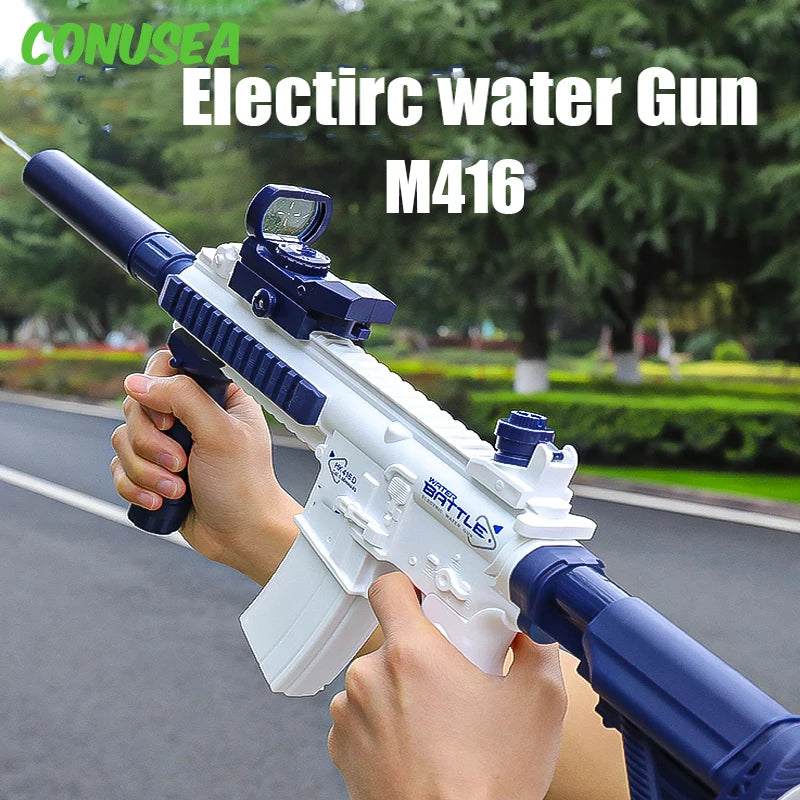 Electric Water Gun Pistol - 10M Long Range M416 Water Blaster for Kids, Portable Summer Beach Outdoor Shooting Toy