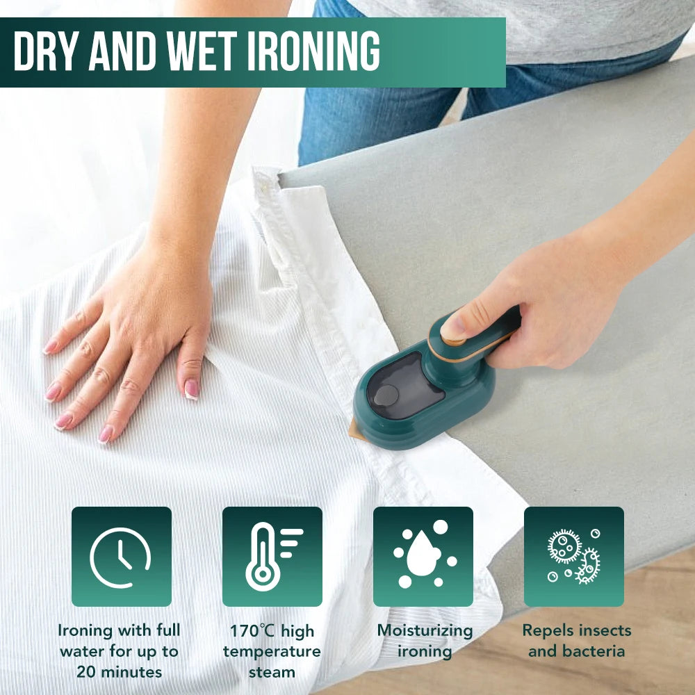 Handheld Portable Mini Garment Steamer - Electric Ironing Machine, Rotatable Wet & Dry Steam Iron for Household and Travel Use