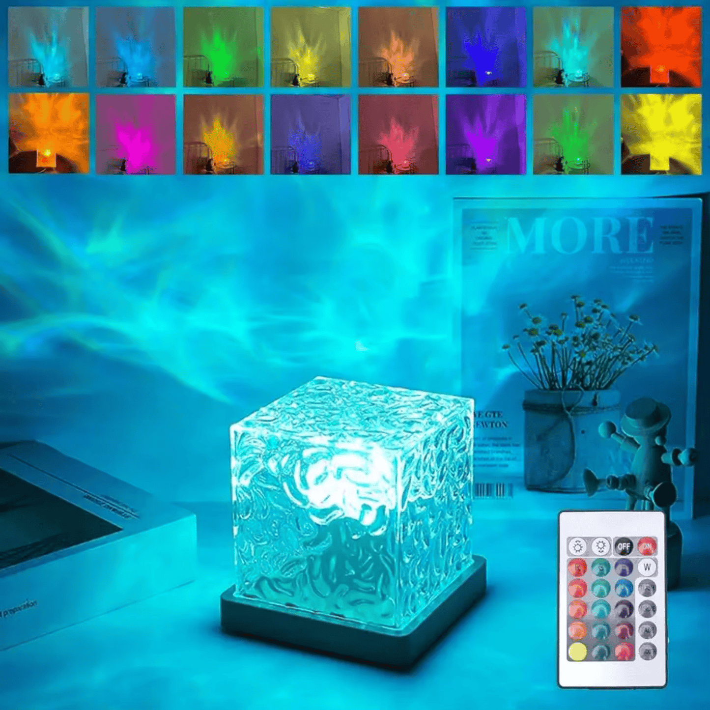 Stained Glass Rotating Lamp - Dynamic Water Ripple Projector Night Light