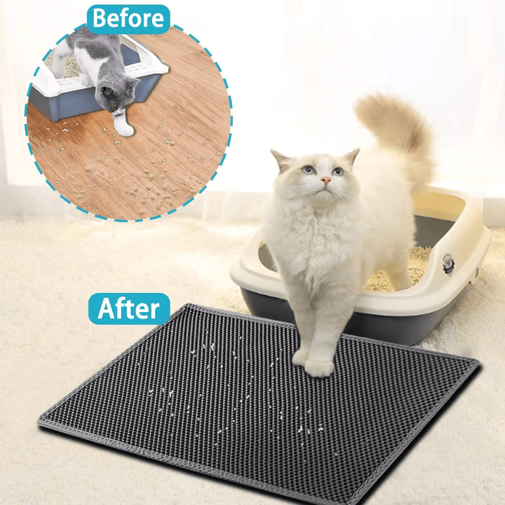 Waterproof Cat Litter Mat - Double Layer EVA Foldable Litter Trapping Pad for Cats, Pet Clean Carpet Bed Pad