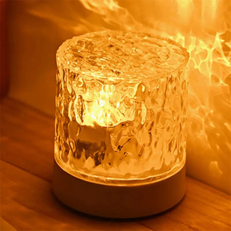 Crystal Lamp Water Ripple Projector Night Light Decoration Home Houses Bedroom Aesthetic Atmosphere Holiday Gift Sunset Lights Home Decor